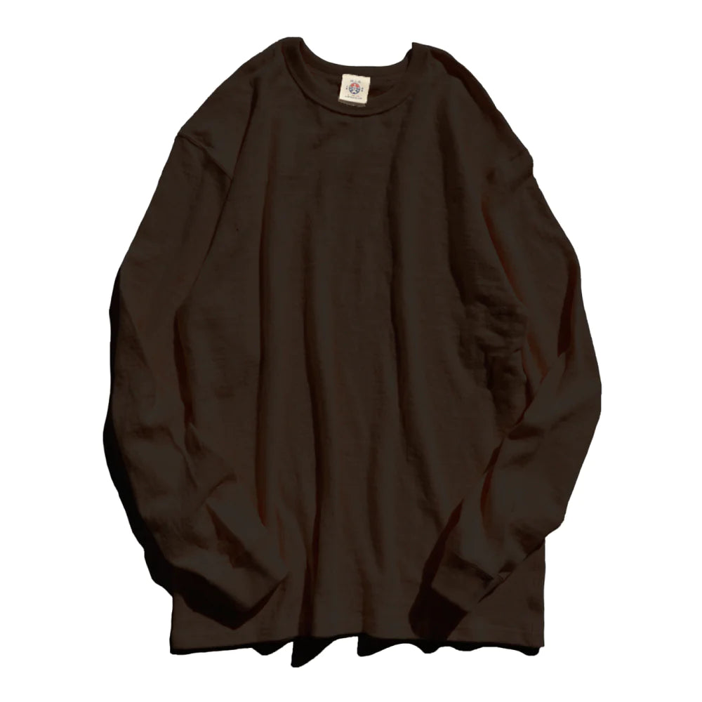 16oz Japanese Organic Cotton Long-Sleeve T-Shirt Hand-Dyed with Chestnut - Dark Kuri Refined Women's 
