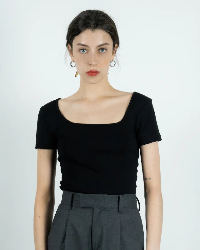 Basic Square Neck Short Sleeve Tee Sophisticated Women's 