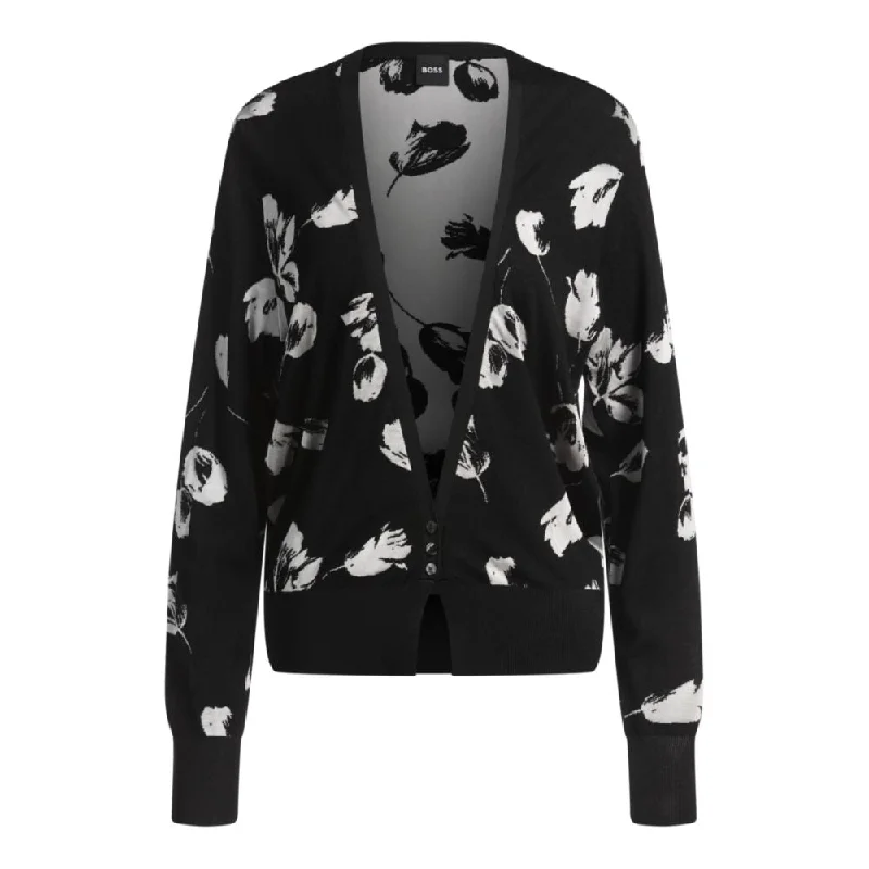 Merino wool-blend cardigan with tulip jacquard European