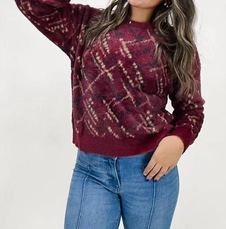Charity Sweater In Burgundy Sustainable Organic