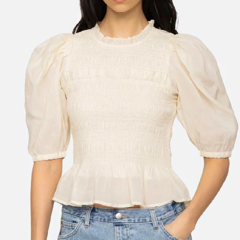 Cole Smocked Ramie Top, Cream Cozy Women's Winter