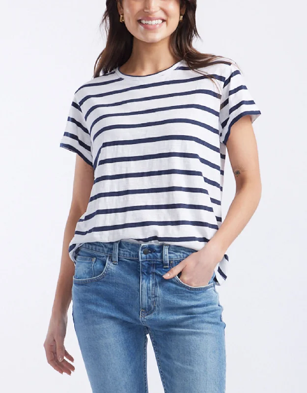 Turn Back T-Shirt - White/Navy Stripe Women