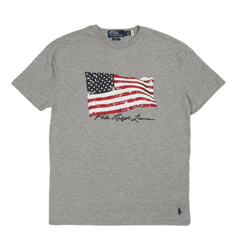 Classic Fit American Flag T-Shirt Andover Heather Polished Women's Silk