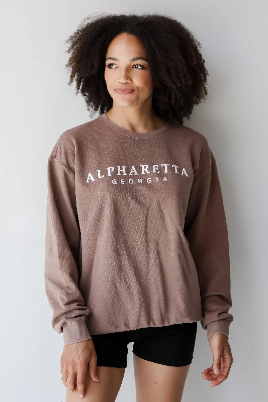 Brown Alpharetta Georgia Sweatshirt Refined Women's Hand - crafted