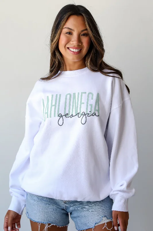White Dahlonega Georgia Script Sweatshirt Cool Women's Distressed