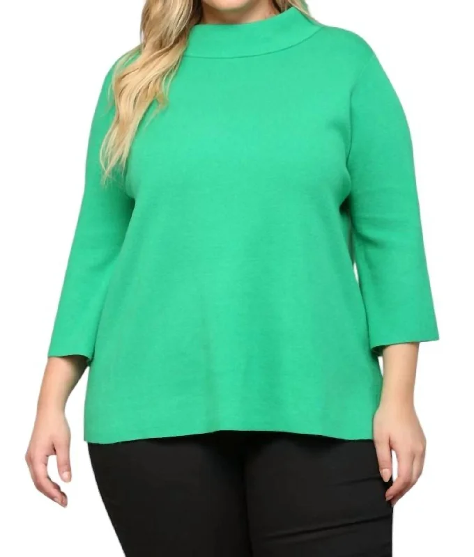 Sweater - Curvy In Kelly Green Dynamic Women's High - energy