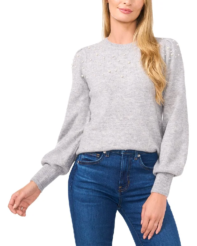 CeCe Scattered Pearl Sweater Classic Women's Tweed