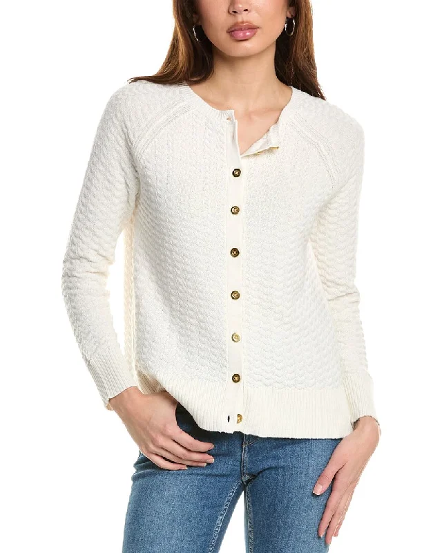 Hannah Rose Button Arrow Stitch Reversible Cashmere-Blend Cardigan Elegant Women's 