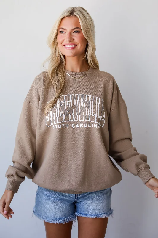 Tan Greenville South Carolina Sweatshirt Earthy Women's Hemp - based