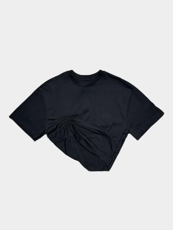 Gathering Asymetric T-Shirt Black Refined Women's Velvet