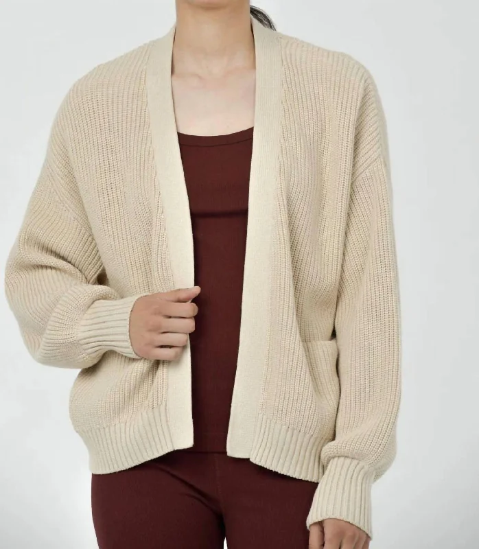 Mali Open Cardigan In Vintage Oat Practical Women's Quick - dry