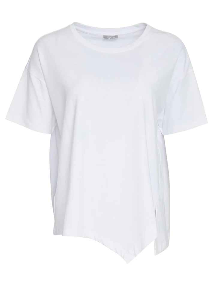 Naya White Top With Cut Away Hem Cool Women's Distressed