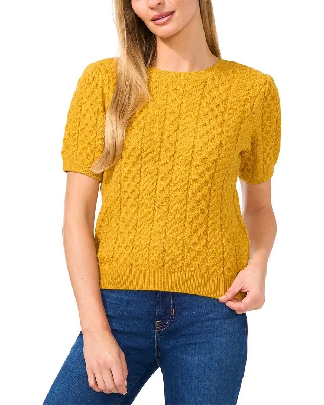 CeCe Puff Sleeve Mixed Cable Knit Sweater Dynamic Women's High - energy