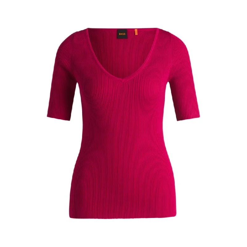 Knitted sweater with V neckline in slim fit Australian Beach