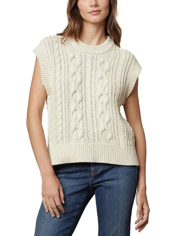 Womens Cable Knit Pullover Tank Top Sweater Disco
