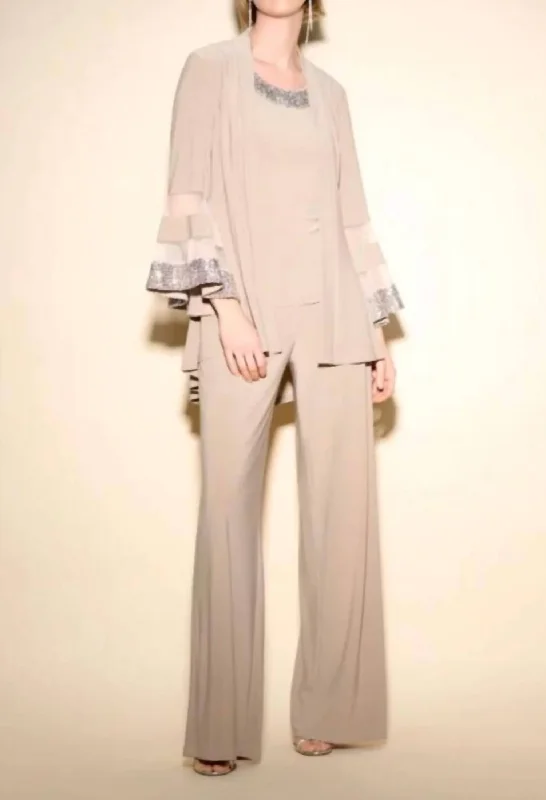 Latte Two Piece Set In Latte Silver Sophisticated Women's Tailored