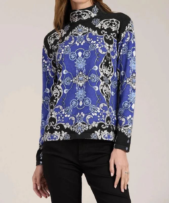 Mockneck Pullover Sweater In Black Casual Women's Japanese 