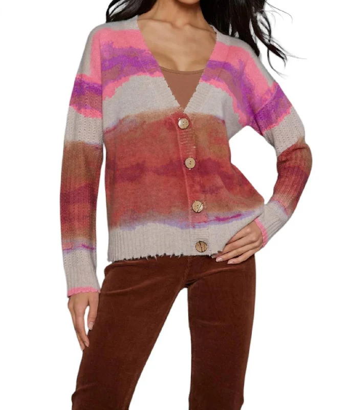 Color Coded Cashmere Cardigan In Multi Color Athletic Women's 