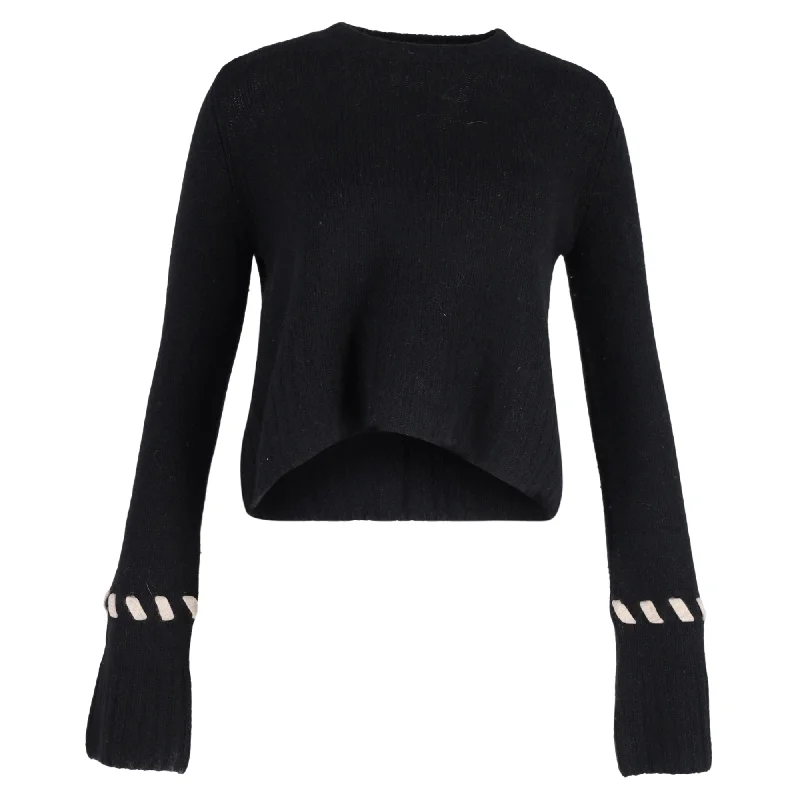 Khaite Colette Contrast-Whipstitching Jumper In Black Wool Contemporary 