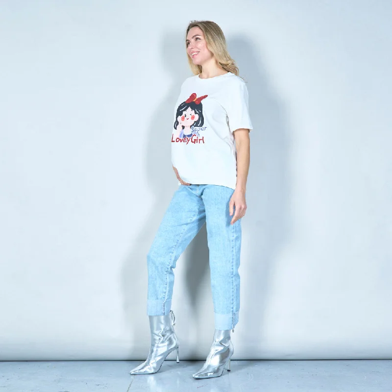 Lovely girl cartoon graphic tee wholesale Refined Women's Classic 