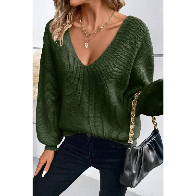Bow Back Sweater In Green Scandinavian