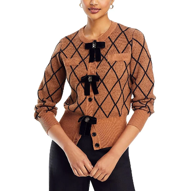 Womens Crewneck Three Quarter Sleeve Cardigan Sweater Earthy Women's 