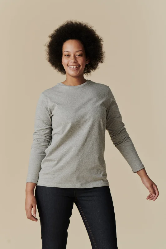 Women's Long Sleeve T Shirt - Grey Marl Women