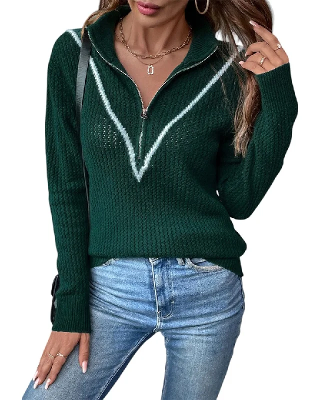 Charlotte Green Sweater Laid - back Women's Style