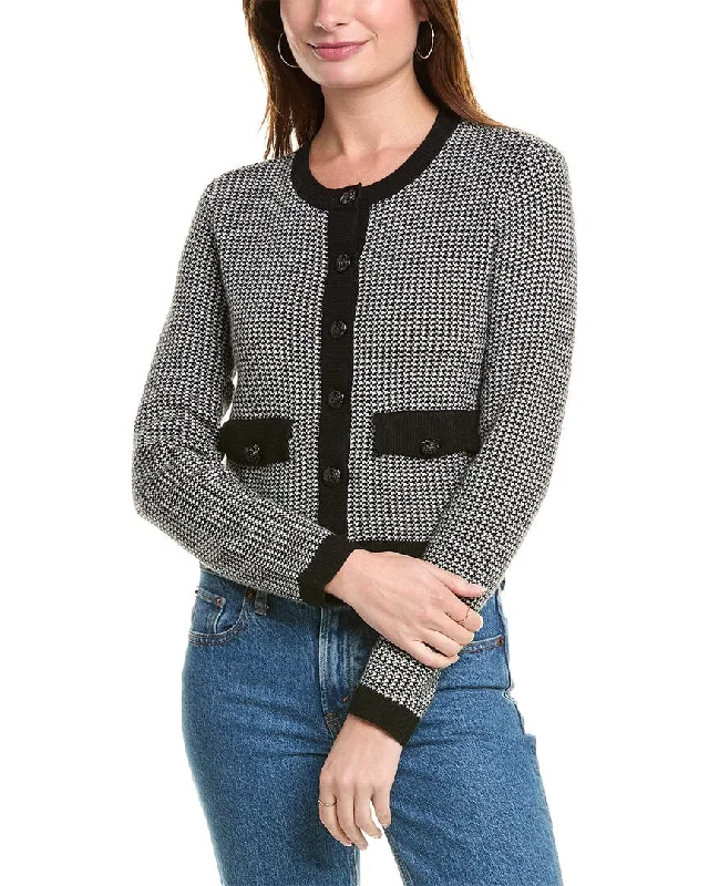 Brooks Brothers Houndstooth Wool-Blend Sweater Sporty Women's Athleisure 