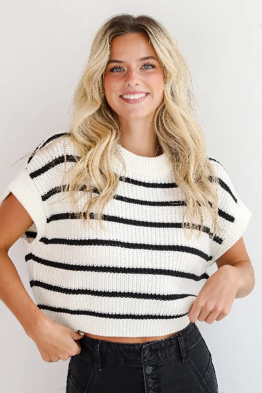 Covetable Simplicity Cream Striped Sweater Top Cool Women's Skate