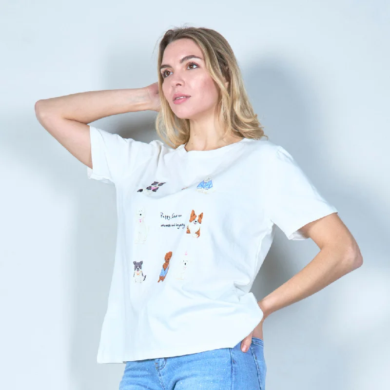 Adorable puppy graphic tee wholesale Hip Women's Urban