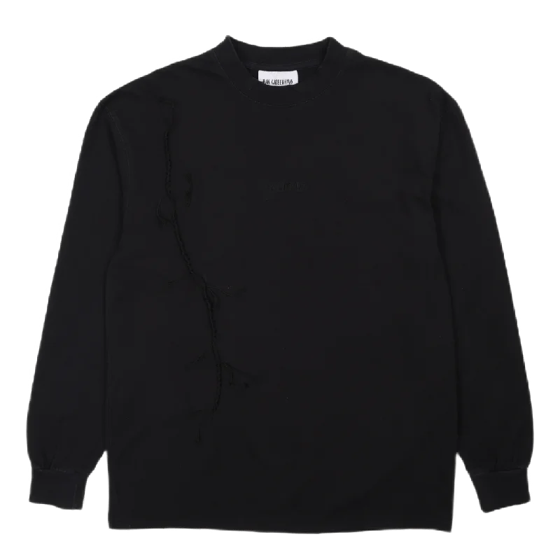 Boxy Tee Long Sleeve Faded Black Feminine Women's Soft 