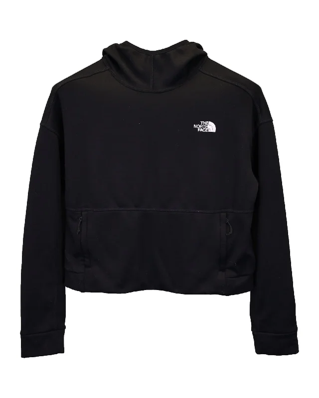 The North Face Cropped Hoodie in Black Polyester Monochromatic Office Style