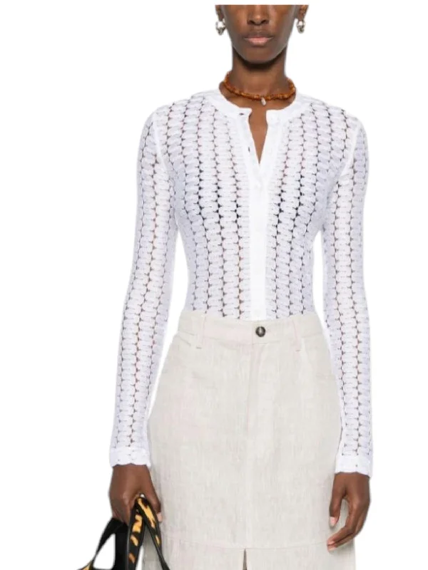 Zigzag Pattern Cardigan In Brilliant White Unique Women's Upcycled