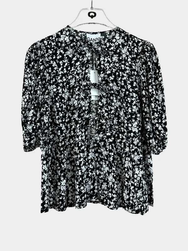 Responsible Ganni Floral Blouse Earthy Women's 