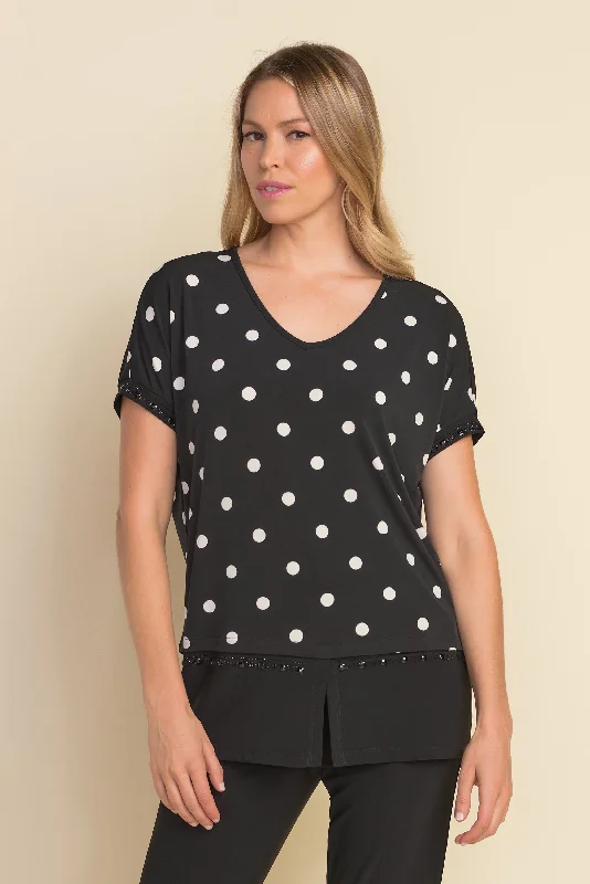 Joseph Ribkoff Polka Dot Top Cozy Women's Sherpa - lined