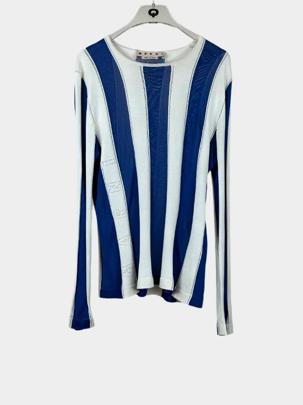 Knitted Striped Logo T-shirt Modern Women's Tech
