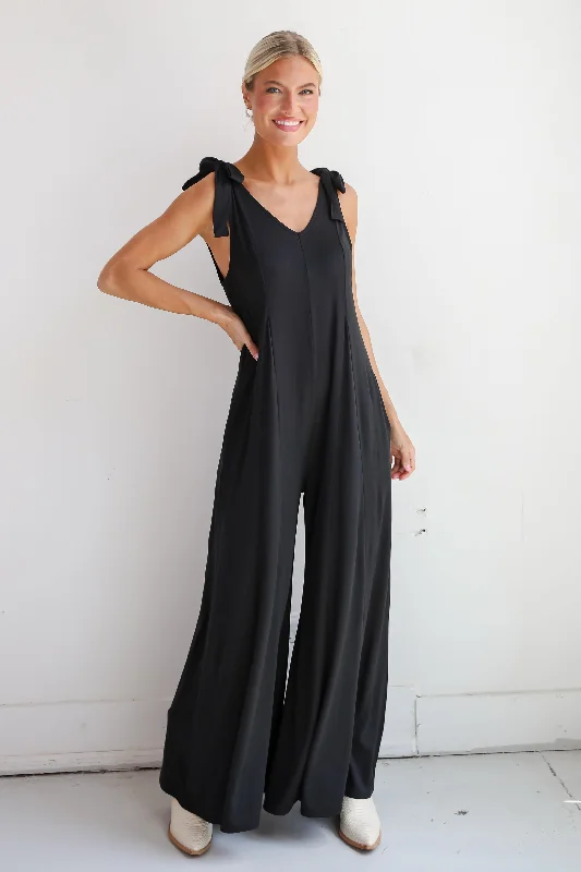 FINAL SALE - Stylish Decision Black Wide Leg Jumpsuit Earthy Women's Hemp - based