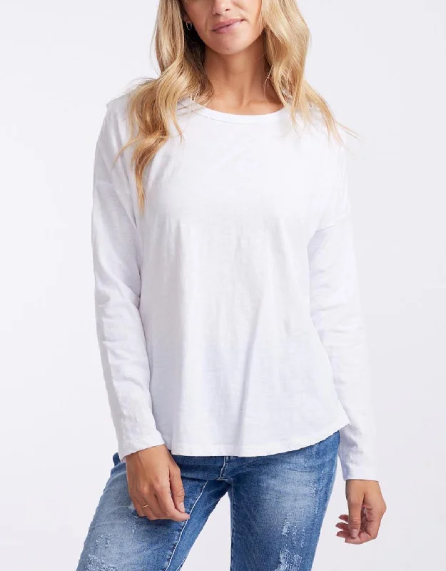 Stella Relaxed Long Sleeve Tee - White Contemporary 