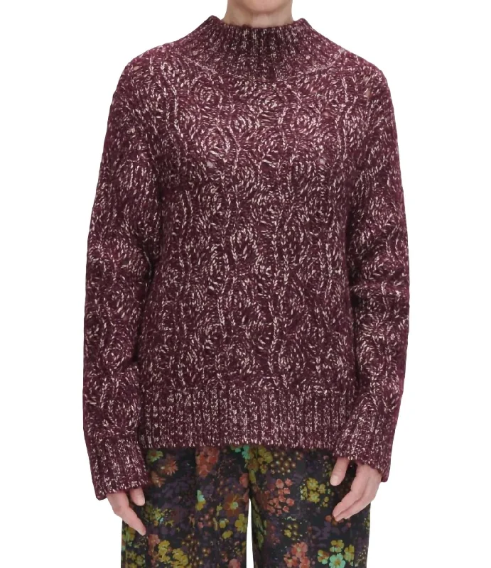 Lamott Sweater Top In Merlot Laid - back Women's Style