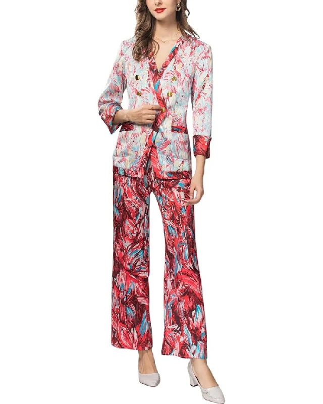 BURRYCO Cardigan & Pant Set Sleek Women's Metallic