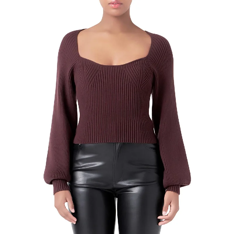 Womens Ribbed Knit Crop Sweater Scandinavian