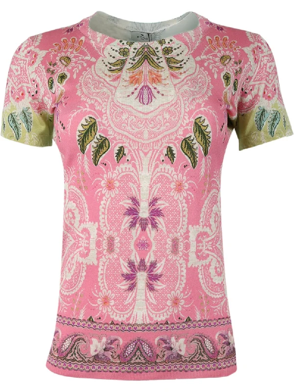 Etro Fitted Short Sleeve Sweater Multicolor Scandinavian