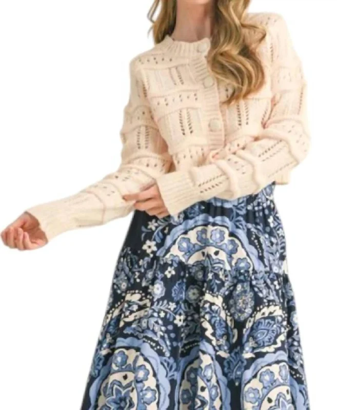Callie Sweater Cardigan In Ivory Traditional Women's Wool