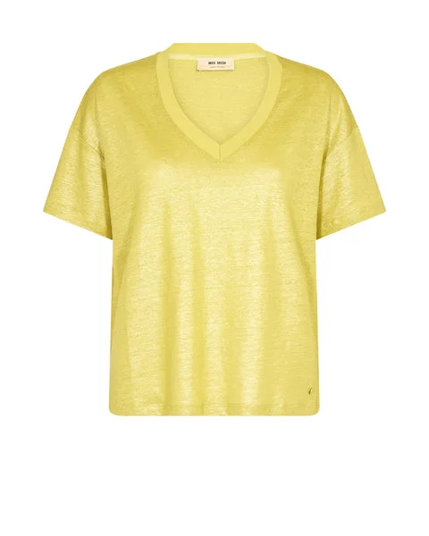 Mos Mosh Yellow Plum Casa V-SS Foil Tee Feminine Women's Soft 
