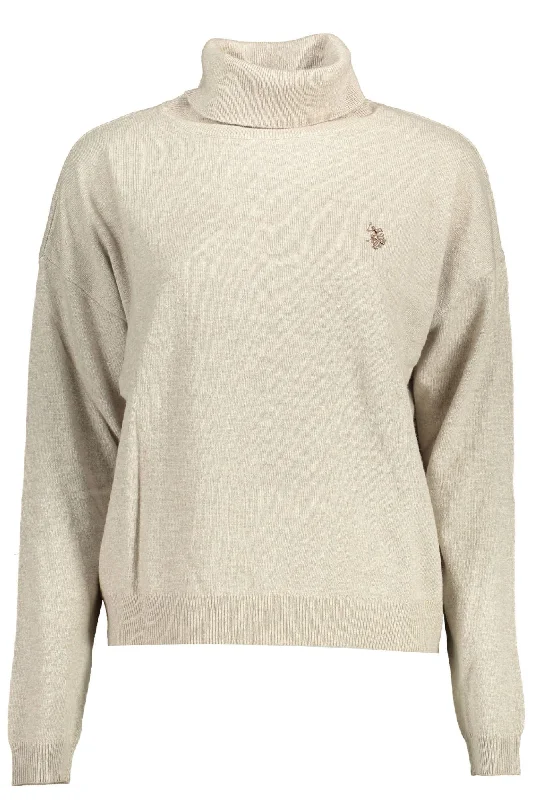 U.S. POLO ASSN. Chic  Turtleneck with Elegant Women's Embroidery Compression