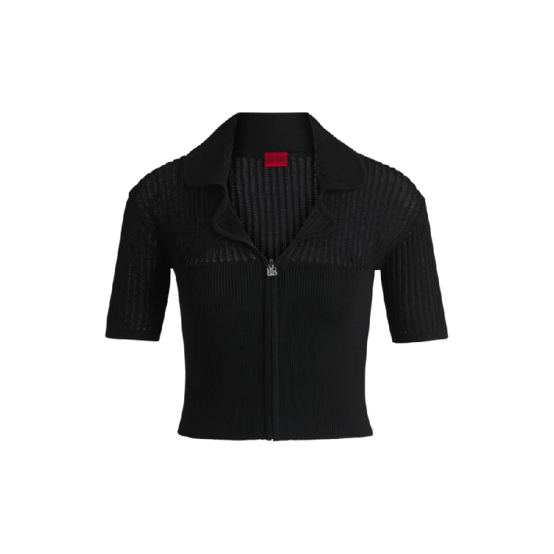Cropped cardigan with sheer crochet structure Athletic Women's High - 