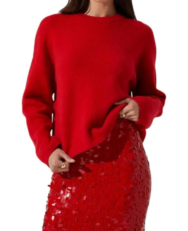 Bowie Crewneck Sweater In Red Vacation
