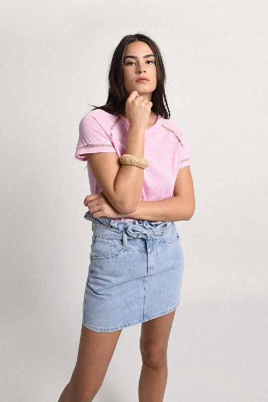 Molly Bracken Pink Knitted Tee Gym