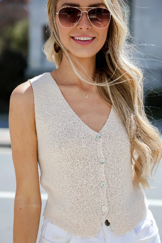 FINAL SALE - Precious Designs Natural Knit Tank Trendy Women's Oversized